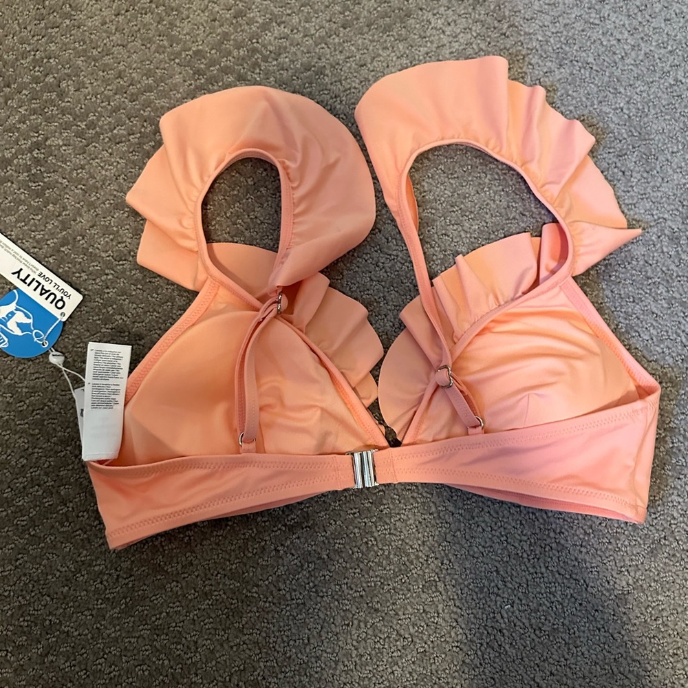 NWT Coral Ruffle Bathing Suit Top - Picture 2 of 3